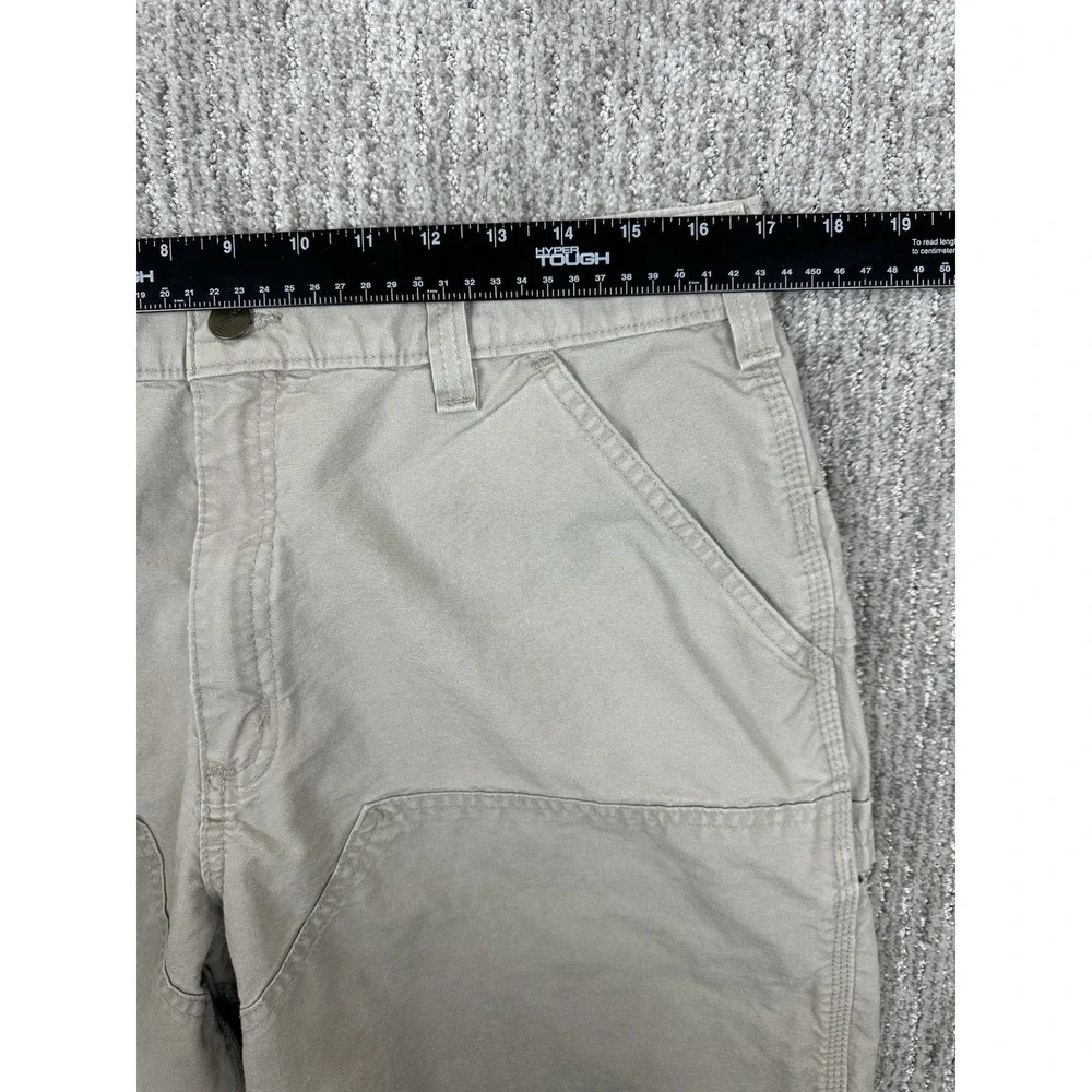 Vtg Y2K Carhartt Double Knee Carpenter Shorts Mens 34 Beige Leather Tag B201 Tan